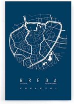 Walljar - Stadskaart Breda Centrum IV - Muurdecoratie - Poster met lijst