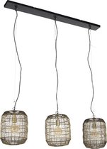 QAZQA redo - Moderne Hanglamp eettafel voor boven de eettafel | in eetkamer - 3 lichts - L 123 cm - Goud/messing -  Woonkamer | Slaapkamer | Keuken