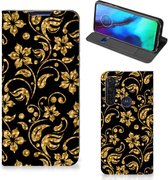 Bookcase Cadeau voor Oma Motorola Moto G Pro Telefoonhoesje Gouden Bloemen