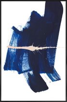 JUNIQE - Poster in kunststof lijst Donkerblauw - abstract -60x90