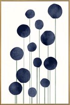 JUNIQE - Poster met kunststof lijst Waterflowers -60x90 /Blauw & Wit