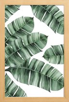 JUNIQE - Poster in houten lijst Palmbladeren -30x45 /Groen & Wit