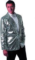 Wilbers & Wilbers - Glitter & Glamour Kostuum - Zilveren Showmaster Paillettencolbert Luxe Man - zilver - Maat 58 - Carnavalskleding - Verkleedkleding