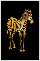 JUNIQE - Poster met kunststof lijst Zebra gouden -20x30 /Goud & Zwart