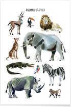 JUNIQE - Poster Animals of Africa -30x45 /Bruin & Grijs