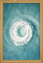 JUNIQE - Poster met houten lijst Ocean Swirl -20x30 /Blauw