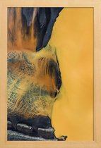 JUNIQE - Poster met houten lijst Yellow Lake -13x18 /Geel & Grijs