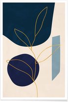JUNIQE - Poster Grow gouden -20x30 /Blauw & Goud