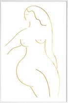 JUNIQE - Poster met kunststof lijst Gold Form II -40x60 /Goud & Wit