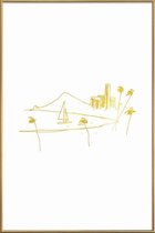 JUNIQE - Poster met kunststof lijst Hawaii gouden -20x30 /Goud & Wit