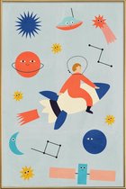 JUNIQE - Poster met kunststof lijst Friends in Space -60x90 /Kleurrijk