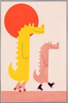 JUNIQE - Poster met kunststof lijst Roller Crocs -30x45 /Geel & Rood