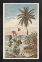 JUNIQE - Poster in houten lijst Lotus Flowers -20x30 /Bruin & Grijs