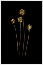 JUNIQE - Poster met kunststof lijst Palm Silhouettes gouden -20x30