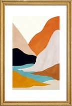 JUNIQE - Poster met houten lijst Mountainscape -20x30 /Kleurrijk