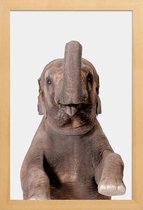 JUNIQE - Poster in houten lijst Elephant -40x60 /Grijs