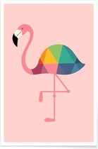 JUNIQE - Poster Rainbow Flamingo -13x18 /Roze