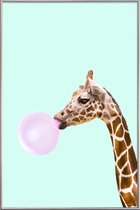 JUNIQE - Poster met kunststof lijst Giraf pop art -20x30 /Bruin & Roze