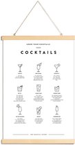 JUNIQE - Posterhanger Cocktail infographic -60x90 /Wit & Zwart