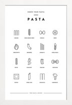 JUNIQE - Poster in houten lijst Pasta infographic -60x90 /Wit & Zwart