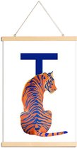 JUNIQE - Posterhanger T Tiger -30x45 /Blauw & Oranje