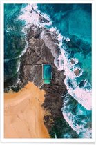 JUNIQE - Poster Marble Beach -60x90 /Bruin & Turkoois