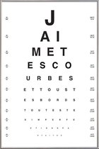JUNIQE - Poster met kunststof lijst Eye Chart Je t'aime -13x18 /Wit &