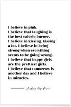 JUNIQE - Poster Geloof in wonderen - Quote van Audrey Hepburn -60x90