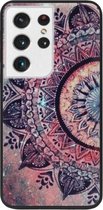 ADEL Siliconen Back Cover Softcase Hoesje Geschikt voor Samsung Galaxy S21 Ultra - Mandala Bloemen Rood