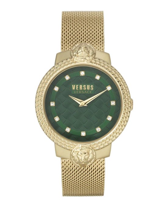 Versus Versace Mouffetard Gold Green Swarovski - Dameshorloge - VSPLK1620 - Goud - Green - RVS Mesh horlogeband - 38 MM