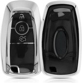 kwmobile autosleutel hoesje compatibel met Ford 3-knops autosleutel smart - autosleutel behuizing in hoogglans zilver