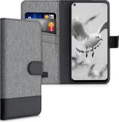 kwmobile telefoonhoesje voor HTC Desire 20 Pro - Hoesje met pasjeshouder in grijs / zwart - Case met portemonnee