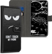 kwmobile telefoonhoesje voor Samsung Galaxy M20 (2019) - Backcover voor smartphone - Hoesje met pasjeshouder in wit / zwart - Don't Touch My Phone design