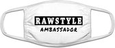 Rawstyle ambassador mondkapje | hardstyle | hardcore | muziek | festival | grappig | gezichtsmasker | bescherming | bedrukt | logo | Wit mondmasker van katoen, uitwasbaar & herbrui