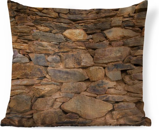 Sierkussens - Kussen - Rode stenen vormen een muur - 50x50 cm - Kussen van  katoen | bol.com