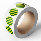 Beschermende geleider sticker op rol, groen geel 20 mm - 500 per rol