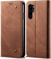 Voor Huawei P30 Pro Denim Texture Casual Style Horizontale Flip Leather Case met houder & kaartsleuven & portemonnee (bruin)