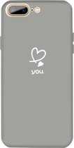 Voor iPhone 8 Plus / 7 Plus Love-heart Letter Pattern Colorful Frosted TPU telefoon beschermhoes (grijs)