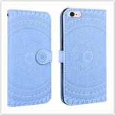 Voor iPhone SE 2020 & 8 & 7 Geperst drukpatroon Horizontale flip PU lederen hoes, met houder & kaartsleuven & portemonnee & & lanyard (blauw)