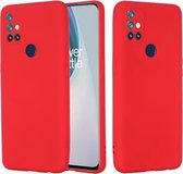 Voor OnePlus Nord N10 5G Pure Color Vloeibare siliconen schokbestendige hoes met volledige dekking (rood)