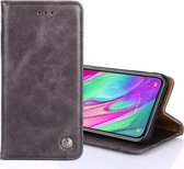 Voor Samsung Galaxy Note20 Ultra niet-magnetische retro textuur horizontale flip lederen tas met houder & kaartsleuven & portemonnee (grijs)