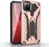Voor iPhone 11 Pro schokbestendige TPU + pc-beschermhoes met houder (roségoud)