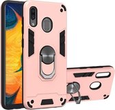 Voor Samsung Galaxy A20 / A30 / M20s 2 in 1 Armor Series PC + TPU beschermhoes met ringhouder (roségoud)