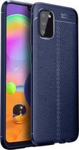 Voor Samsung Galaxy A02s (Europese versie) Litchi Texture TPU schokbestendig hoesje (blauw)