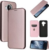 Voor Nokia 7.3 Carbon Fiber Texture Magnetische Horizontale Flip TPU + PC + PU Leather Case met Card Slot (Pink)