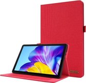 Voor Huawei Enjoy Tablet 2 10.1 / T10 / T10S Horizontale Flip TPU + Stof PU Lederen Beschermhoes met Naamkaartje Clip (Rood)