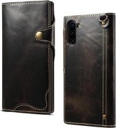Voor Galaxy Note 10 Denior Oil Wax Koeienhuid Magnetische Knop Horizontale Flip Leren Case met Kaartsleuven & Portemonnee (Zwart)