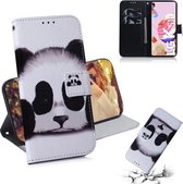 Voor LG K51S Gekleurde tekening Horizontale flip lederen tas, met houder & kaartsleuven en portemonnee (Panda)