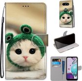 Voor LG K31 Gekleurde Tekening Cross Textuur Horizontale Flip PU Lederen Case met Houder & Kaartsleuven & Portemonnee & Lanyard (Frog Kitten)