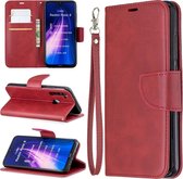 Voor xiaomi redmi note 8 retro lamsvacht textuur pure kleur horizontale flip pu lederen case met houder & kaartsleuven & portemonnee & lanyard (rood)